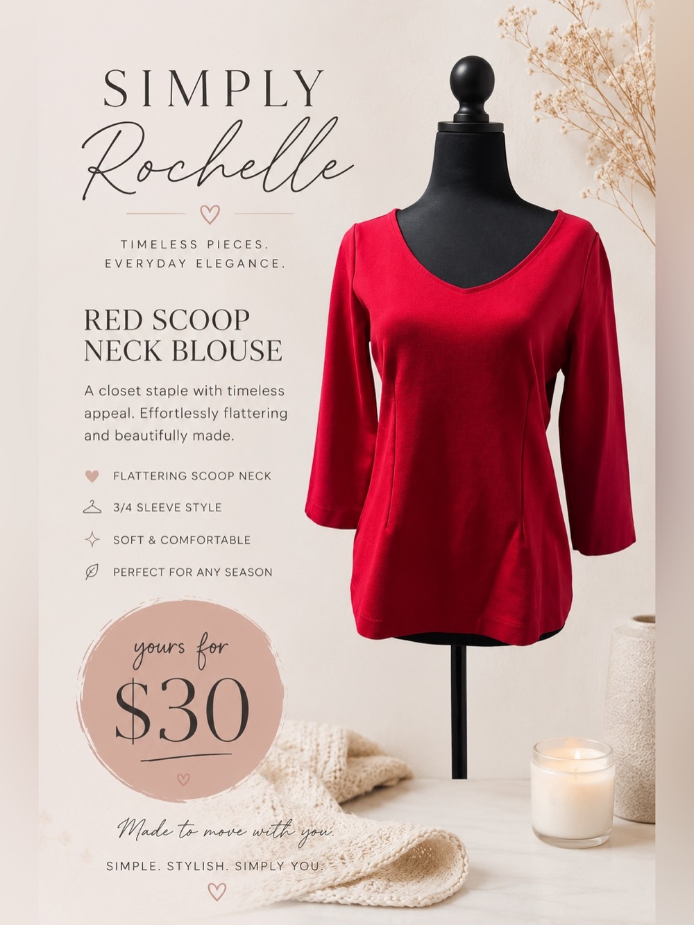 Ann Taylor Factory Red Scoop Neck Blouse